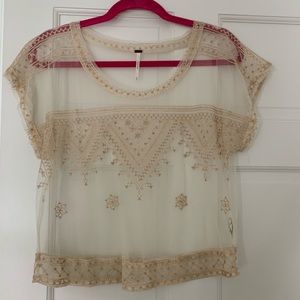 Free people mesh embroidered top